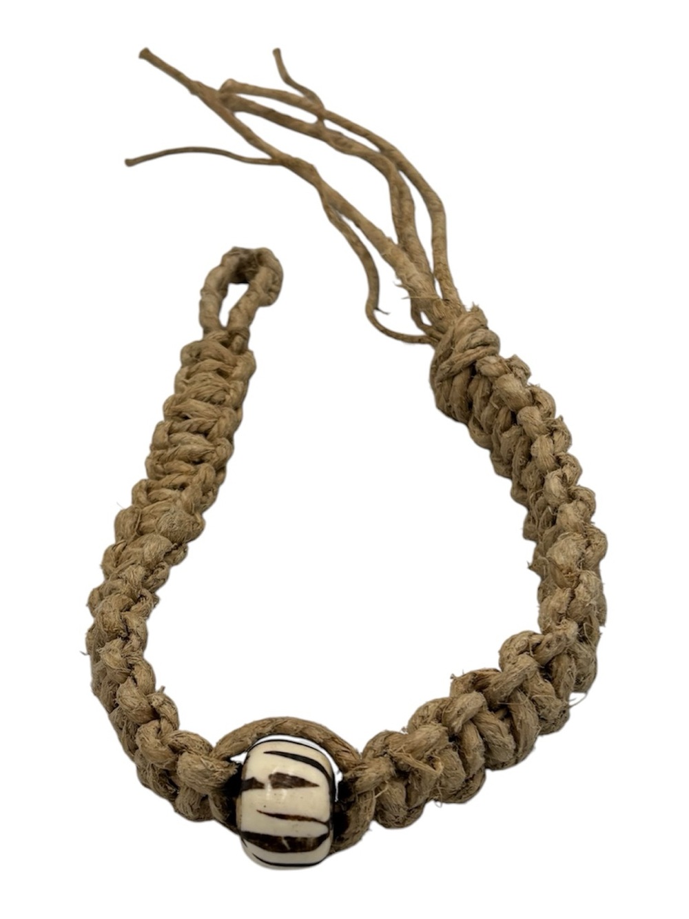 15.5” Handmade Thick Hemp 6.5” Adjustable Necklace W/ Glass Pendant